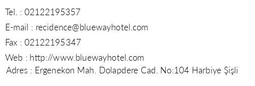 Blueway Hotel City telefon numaralar, faks, e-mail, posta adresi ve iletiim bilgileri